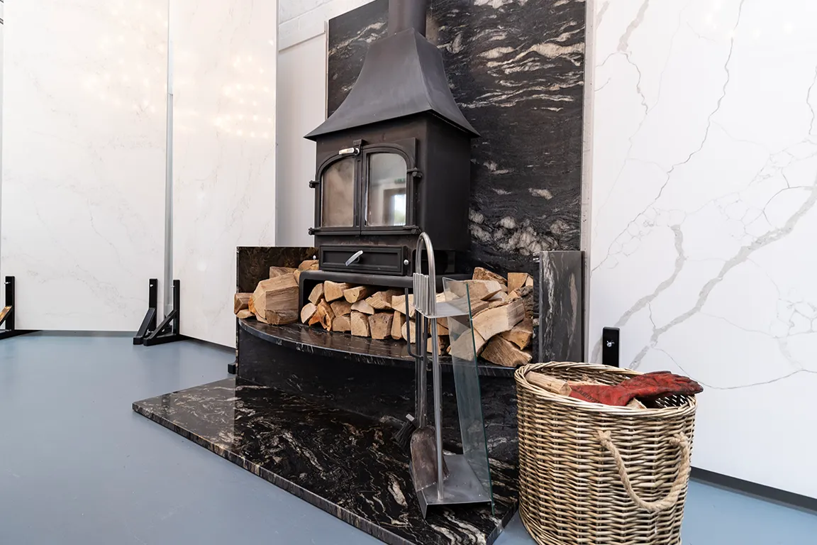 Granite Fire Place - Media Wall